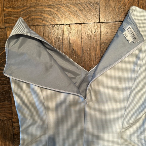 COPY - Kay Unger Vintage 100% Silk Blue Checked Sleeveless Knee-Length Dress Si… - Picture 4 of 8